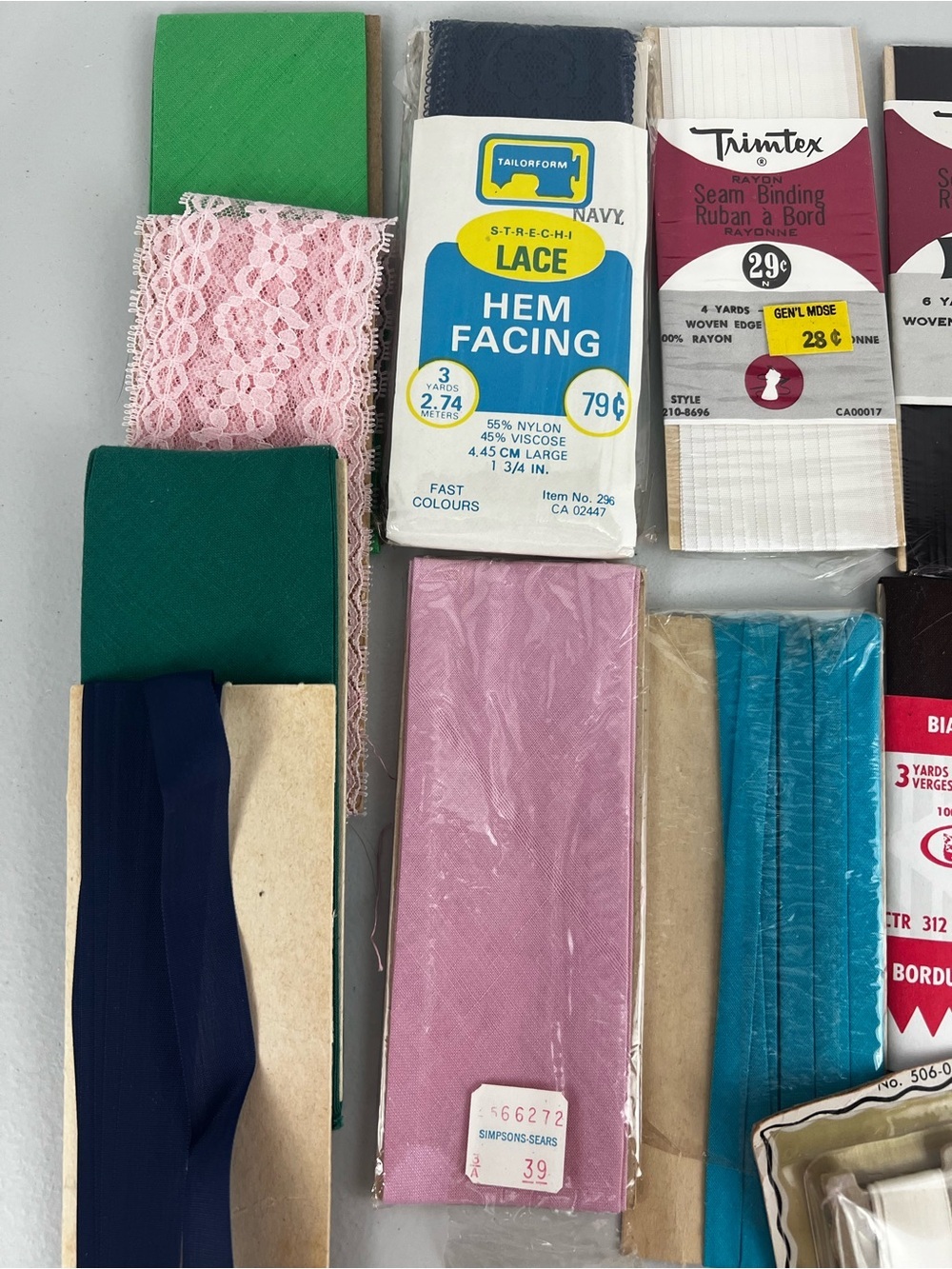 Vintage Sewing Notions 18pc Bundle - Trimtex Corticelli Lace Seam Binding Lot - Picture 3 of 7